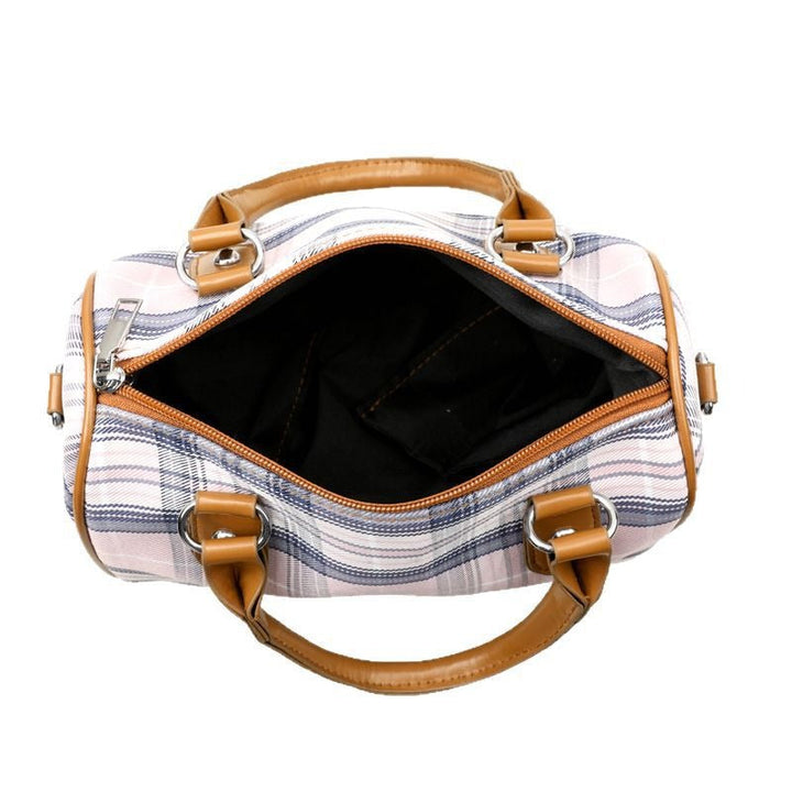 Sac à bandoulière pour femmes à imprimé tartan et poignées contrastées - Milena