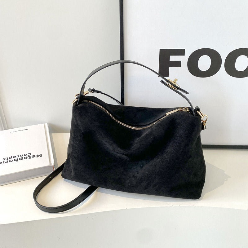 Sac à bandoulière en daim souple de style rétro pour femmes - Maëlle