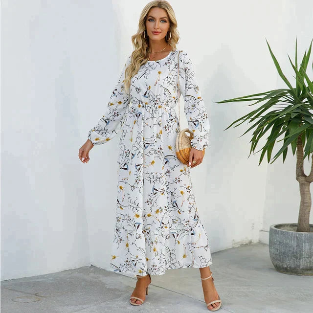 Petra - Robe florale à la mode avec encolure ronde