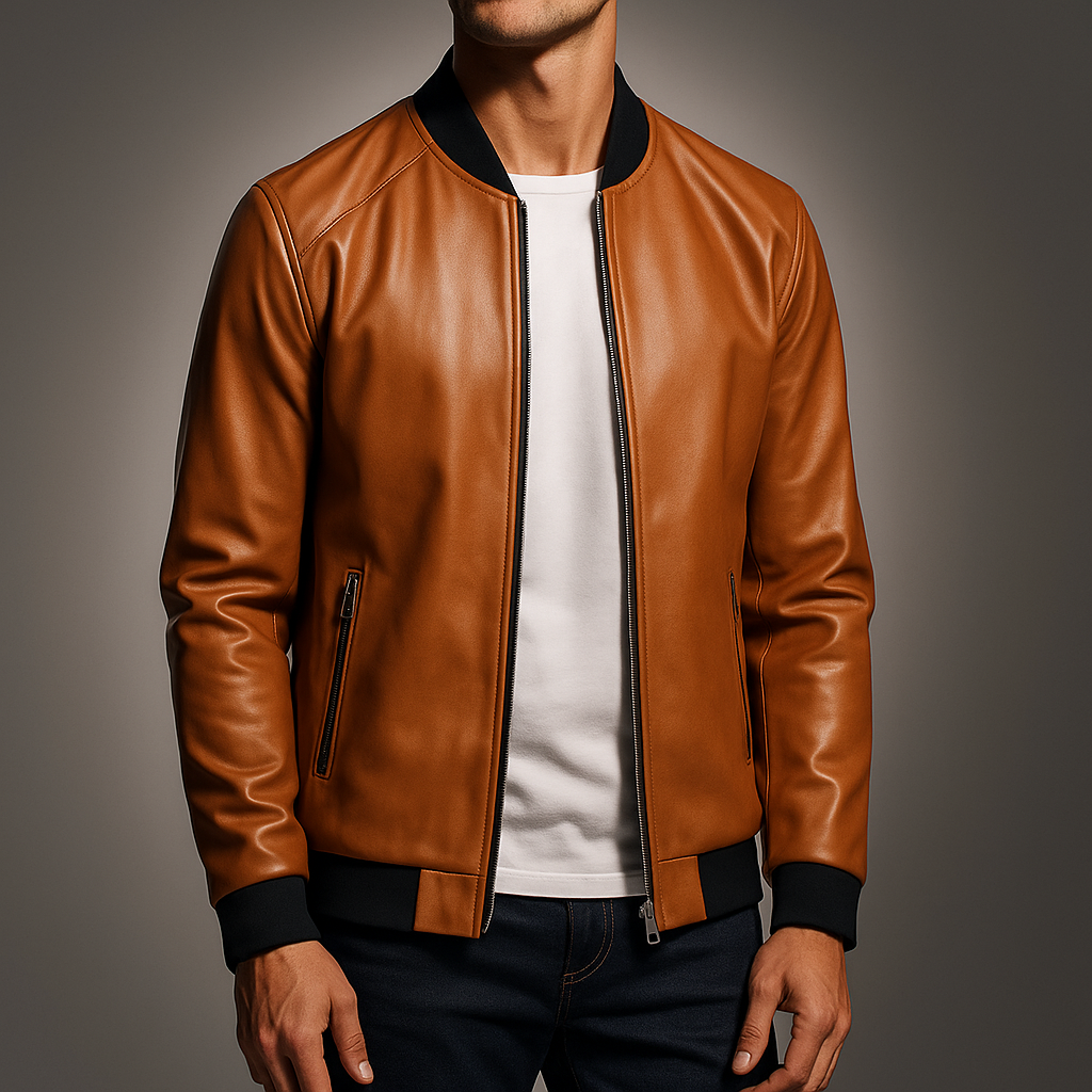 Blouson bombardier en cuir pour homme - Darel