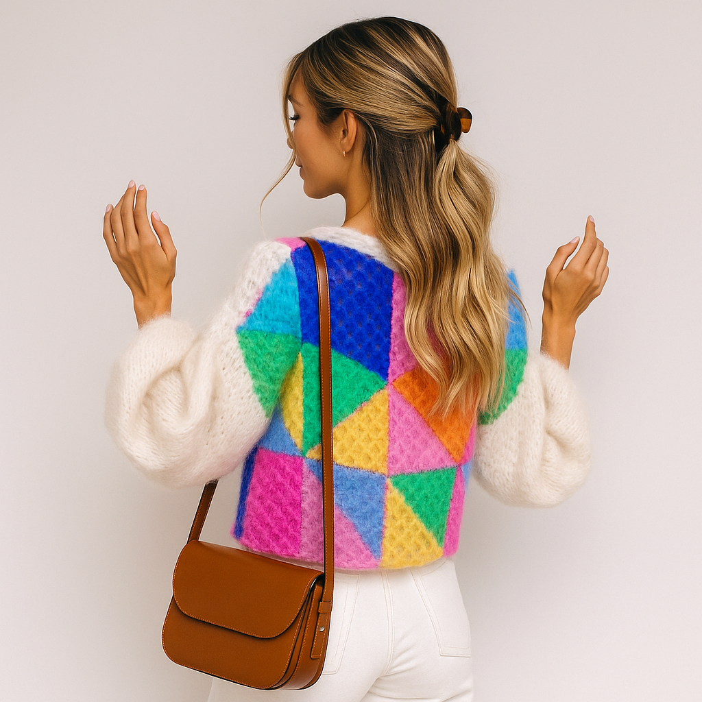 Cardigan en maille duveteuse pour femme - Fedra