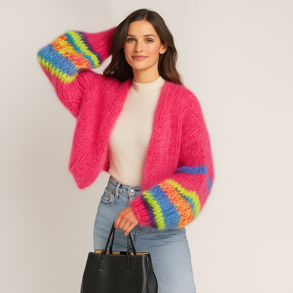 Cardigan en maille duveteuse pour femme - Fedra