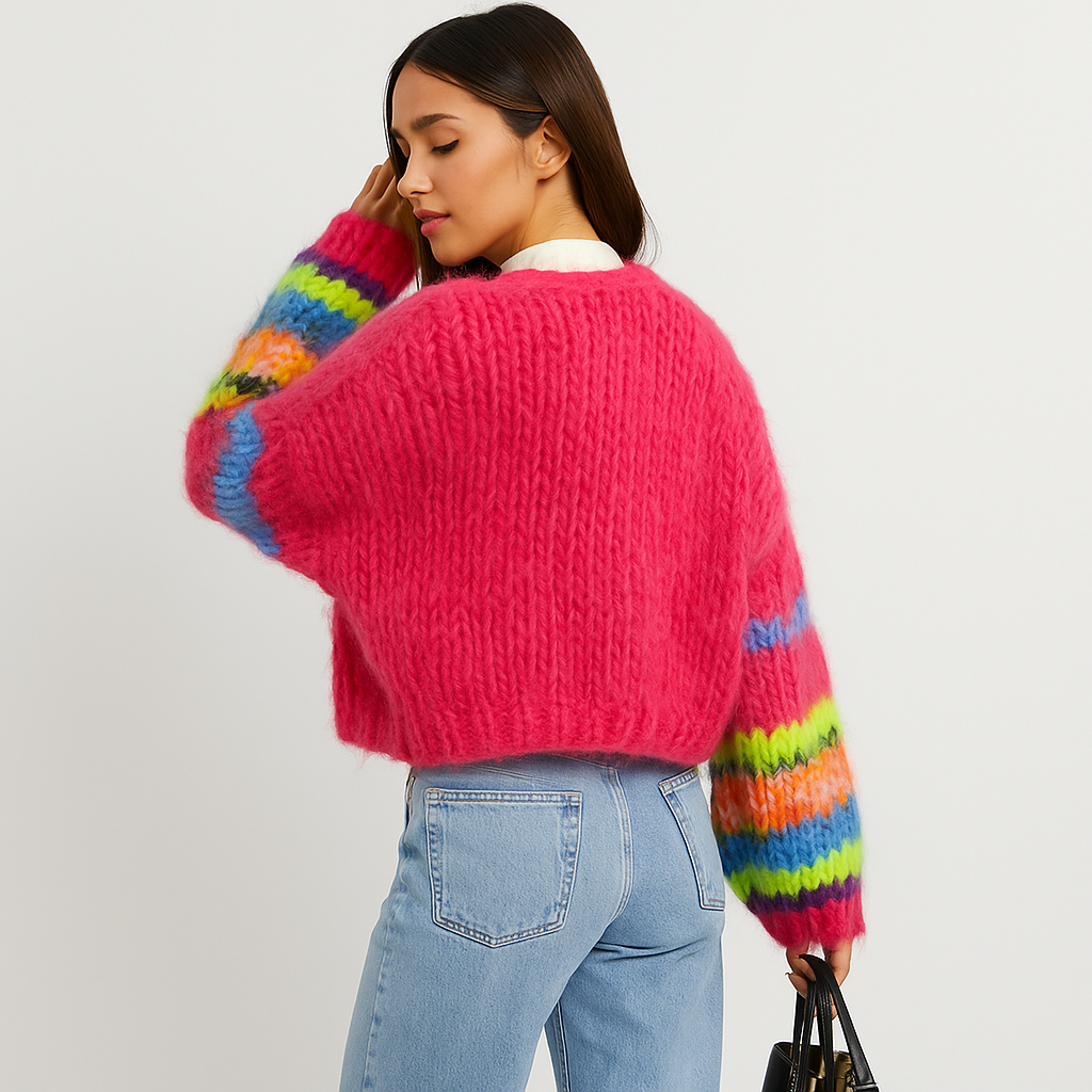 Cardigan en maille duveteuse pour femme - Fedra
