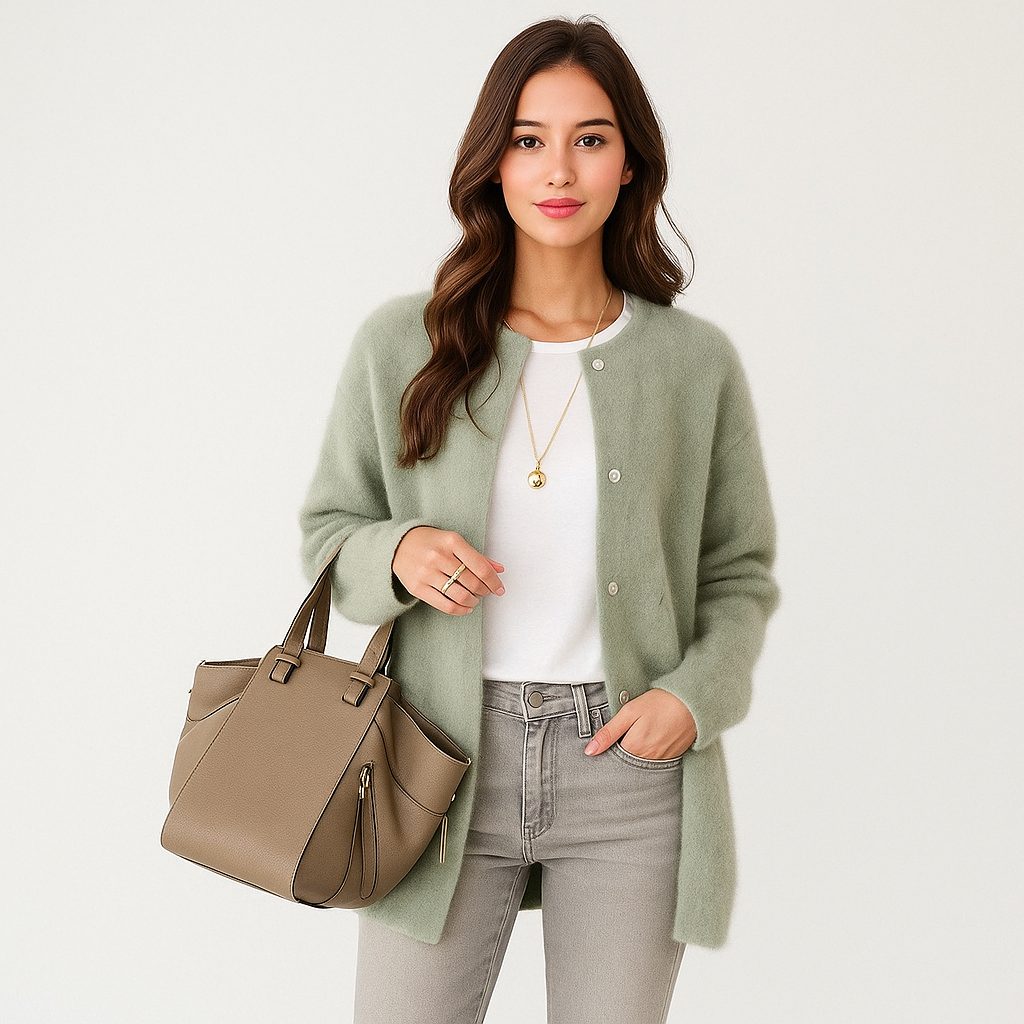 Cardigan long en maille sans col pour femme - Mariana