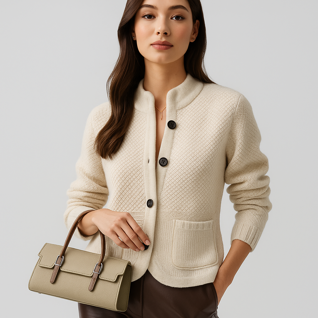 Cardigan court classique à boutons pour femmes - Anke