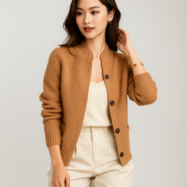 Cardigan court classique à boutons pour femmes - Anke
