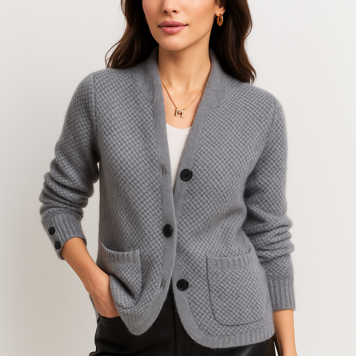 Cardigan court classique à boutons pour femmes - Anke