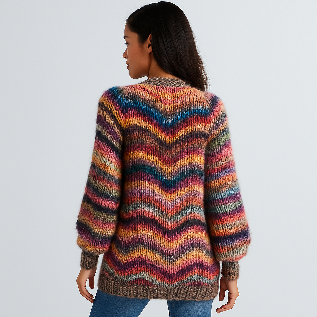 Cardigan multicolore en maille douce pour femme - Jadai