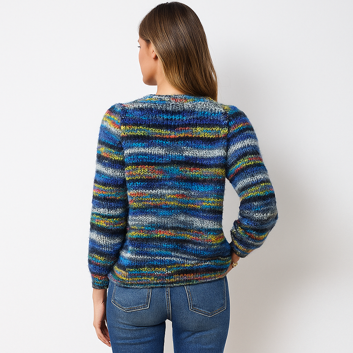 Cardigan multicolore en maille douce pour femme - Jadai