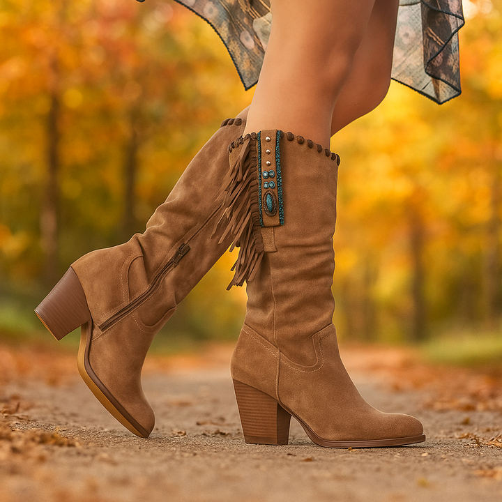 Bottes hautes à franges pour femmes - Ysolde