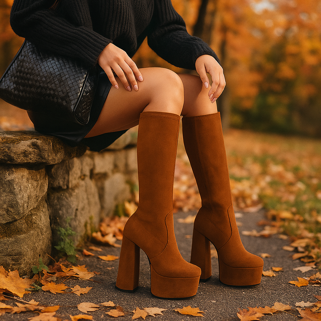 Bottes hautes à plateforme pour femmes - Sorenne
