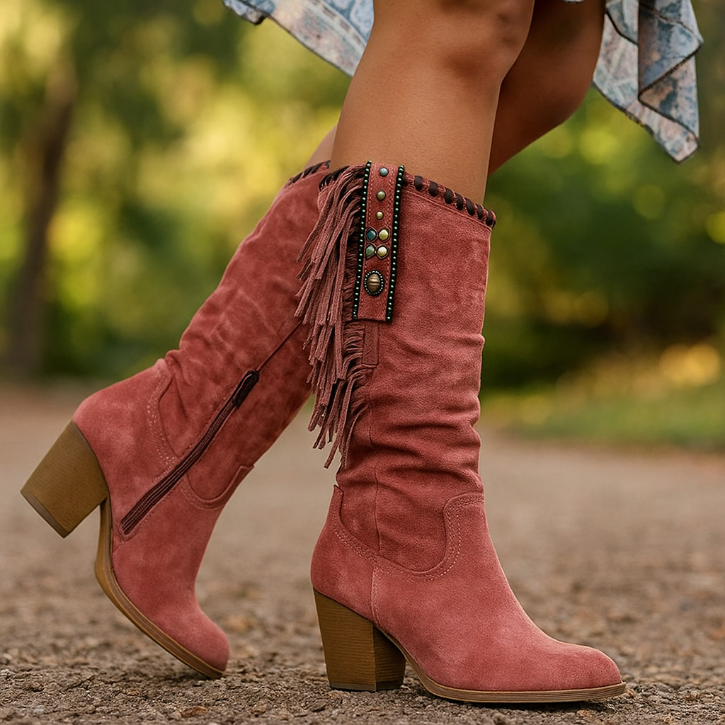 Bottes hautes à franges pour femmes - Ysolde
