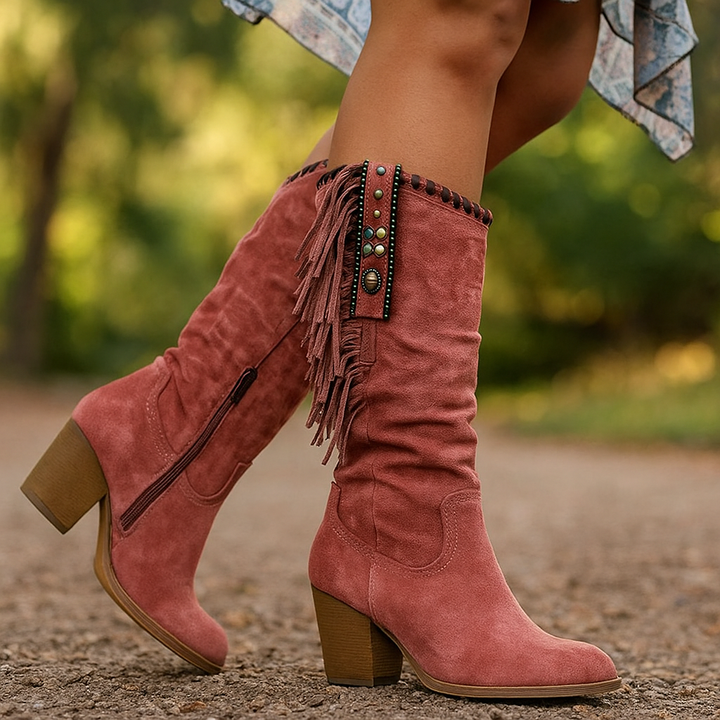 Bottes hautes à franges pour femmes - Ysolde