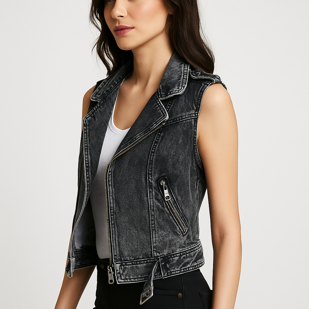 Gilet en denim style motard pour femme - Vera