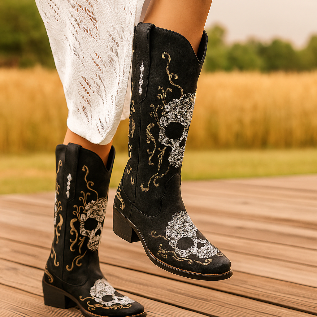 Bottes hautes pour femmes, style brodé - Liorine