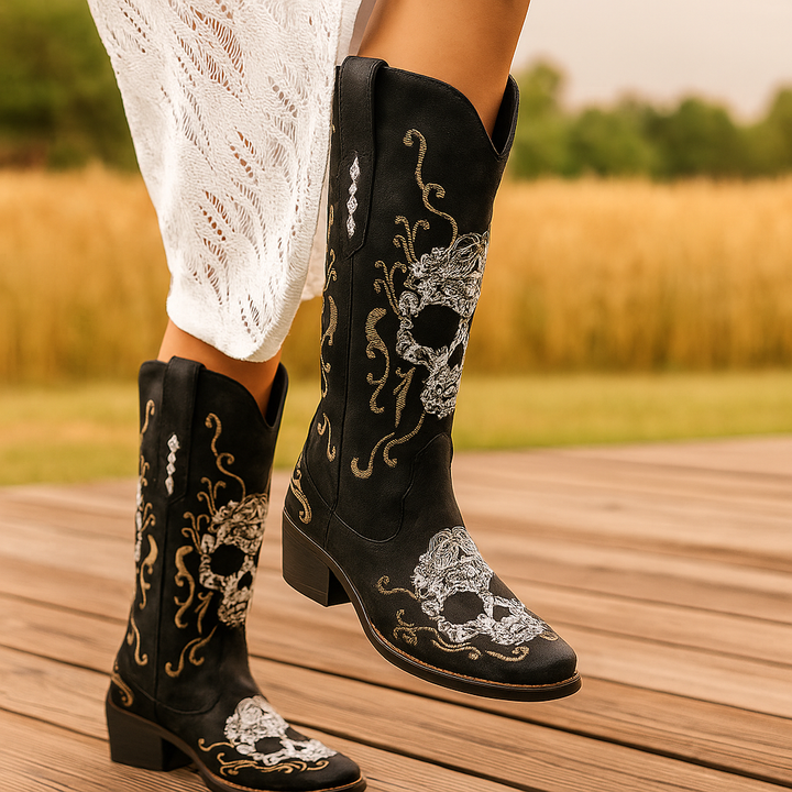 Bottes hautes pour femmes, style brodé - Liorine