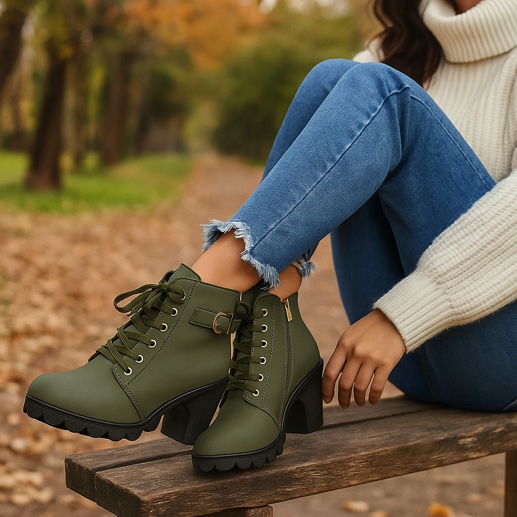 Bottines à talon et à lacets pour femmes - Zoila