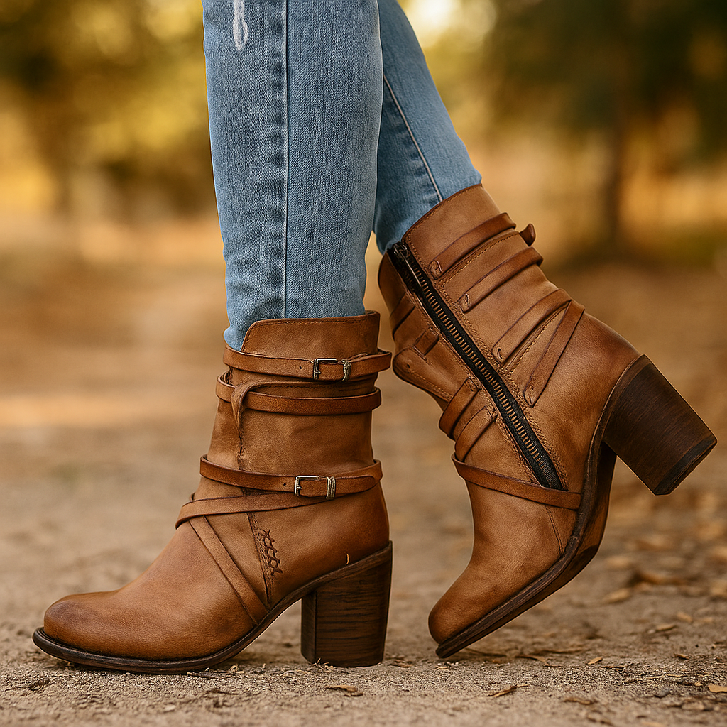 Bottines pour femmes avec talon et brides réglables - Thalia