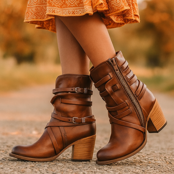 Bottines pour femmes avec talon et brides réglables - Thalia