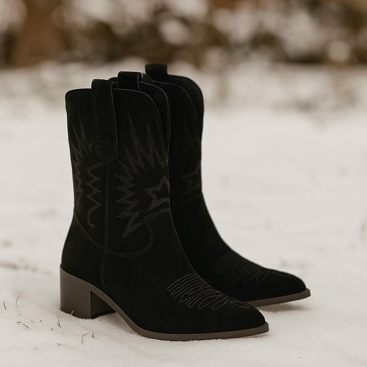 Bottes de cow-boy pour femmes avec broderie et talon bas - Ivanna