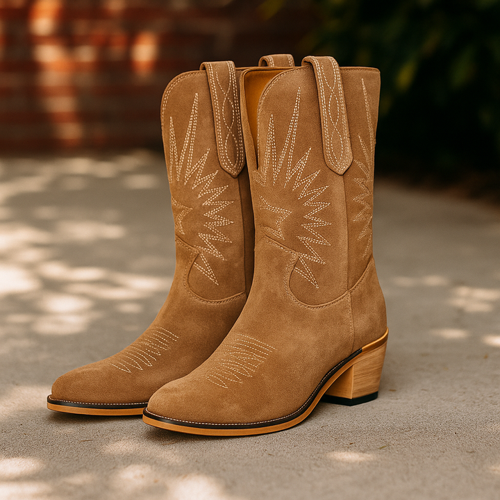 Bottes de cow-boy pour femmes avec broderie et talon bas - Ivanna