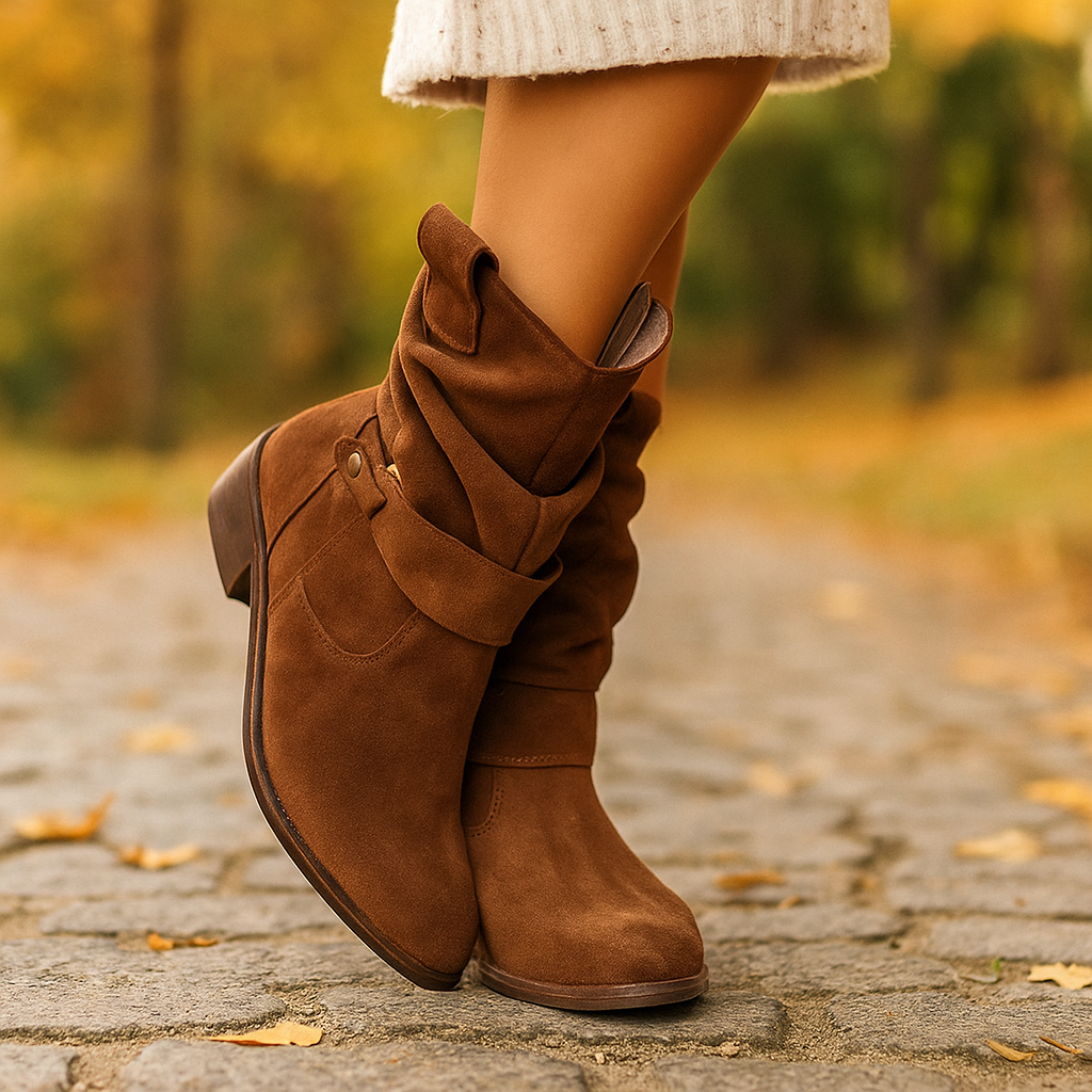 Bottes mi-mollet à talon bas pour femmes - Kaira