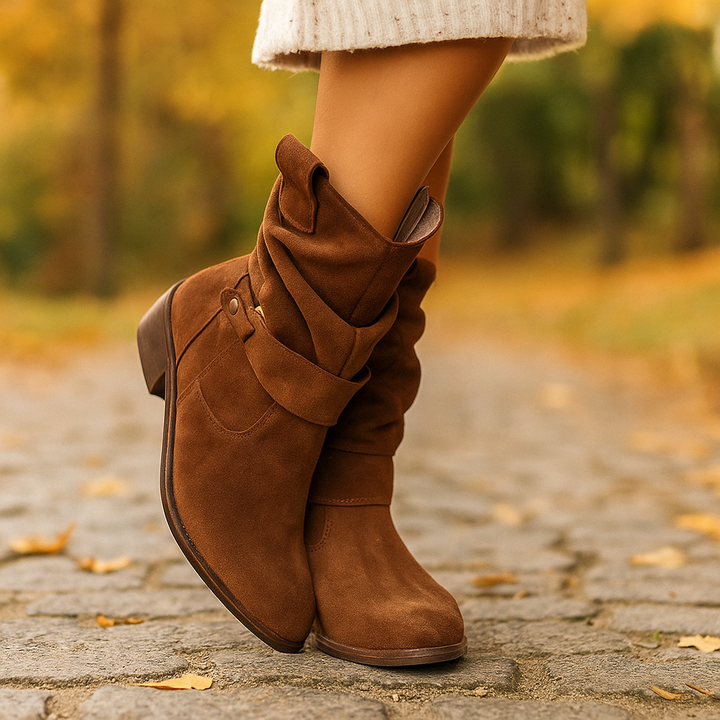 Bottes mi-mollet à talon bas pour femmes - Kaira