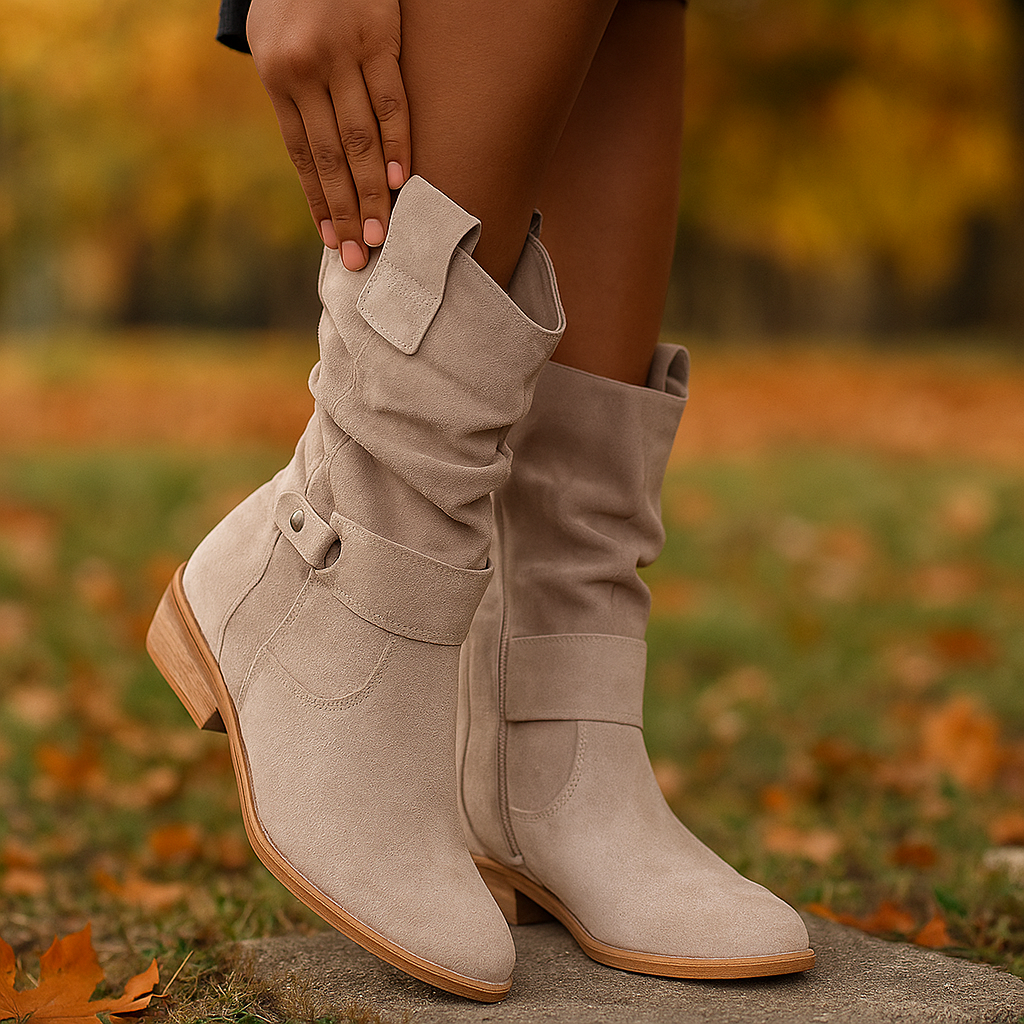 Bottes mi-mollet à talon bas pour femmes - Kaira