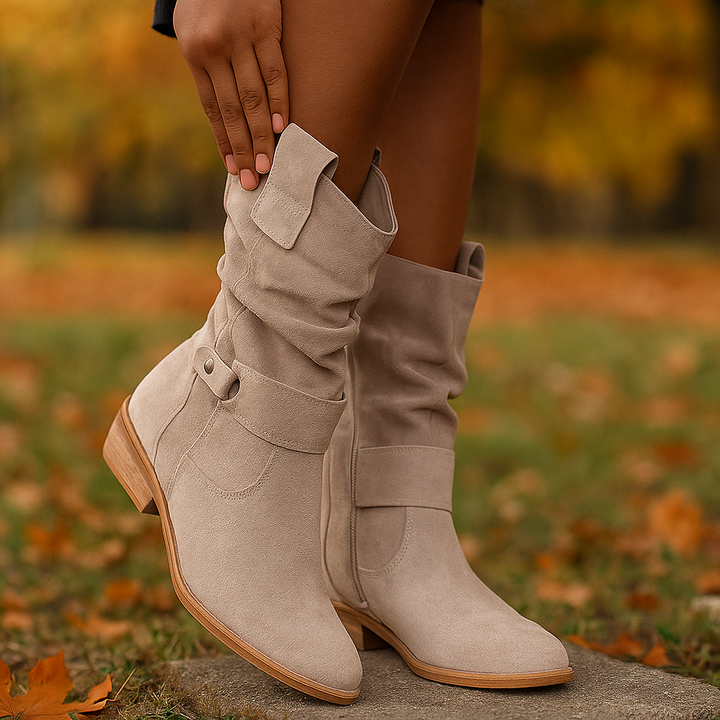 Bottes mi-mollet à talon bas pour femmes - Kaira