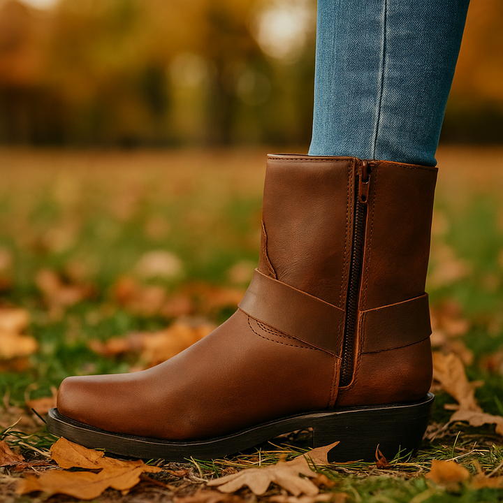 Low boots en cuir végétalien avec fermeture éclair sur le côté pour femmes - Alondra