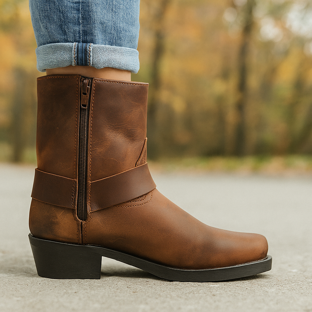 Low boots en cuir végétalien avec fermeture éclair sur le côté pour femmes - Alondra