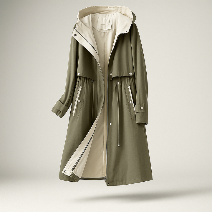 Trench long pour femme avec capuche réglable - Isolde