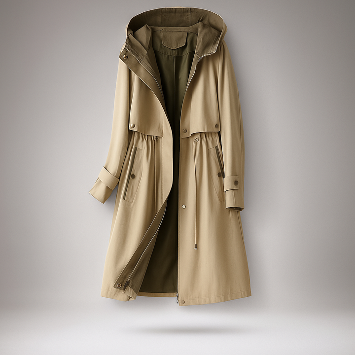 Trench long pour femme avec capuche réglable - Isolde