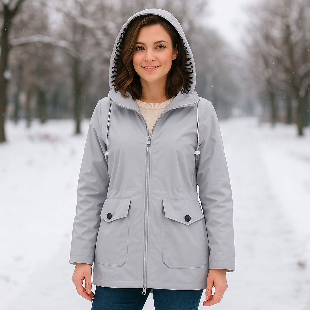 Manteau léger et imperméable avec capuche réglable pour femmes - Jade