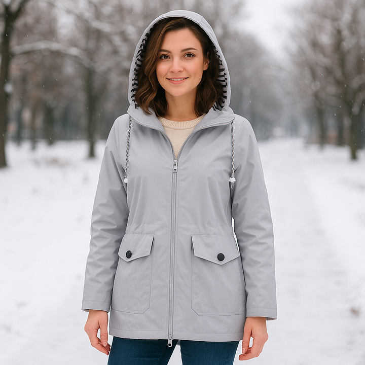 Manteau léger et imperméable avec capuche réglable pour femmes - Jade