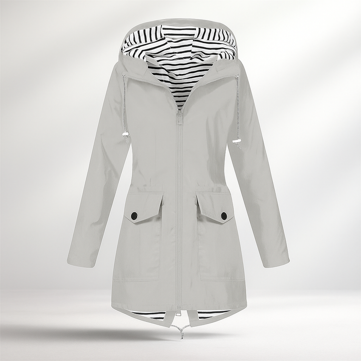 Manteau léger et imperméable avec capuche réglable pour femmes - Jade