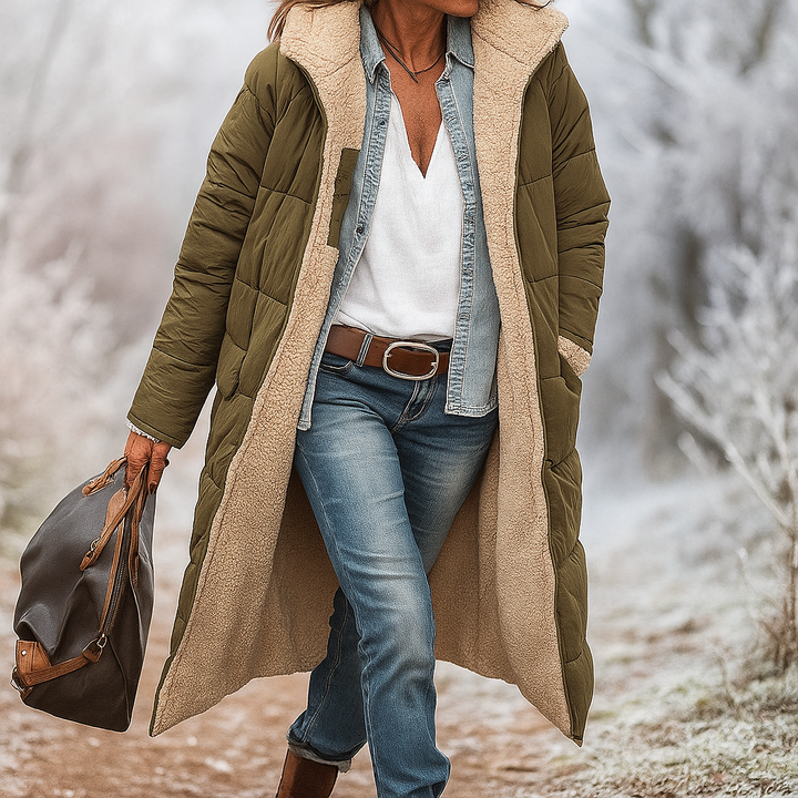 Manteau long matelassé avec doublure intérieure chaude - Greta