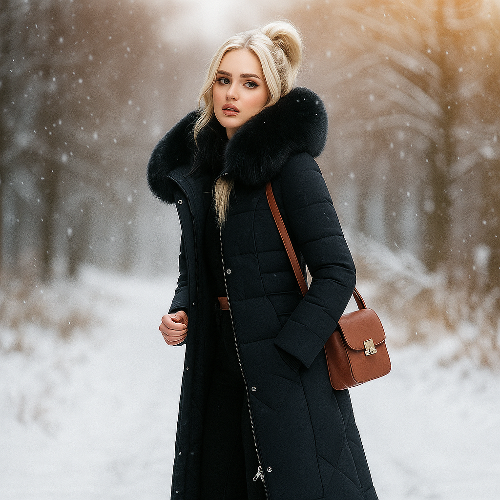 Manteau long matelassé à capuche - Isolde