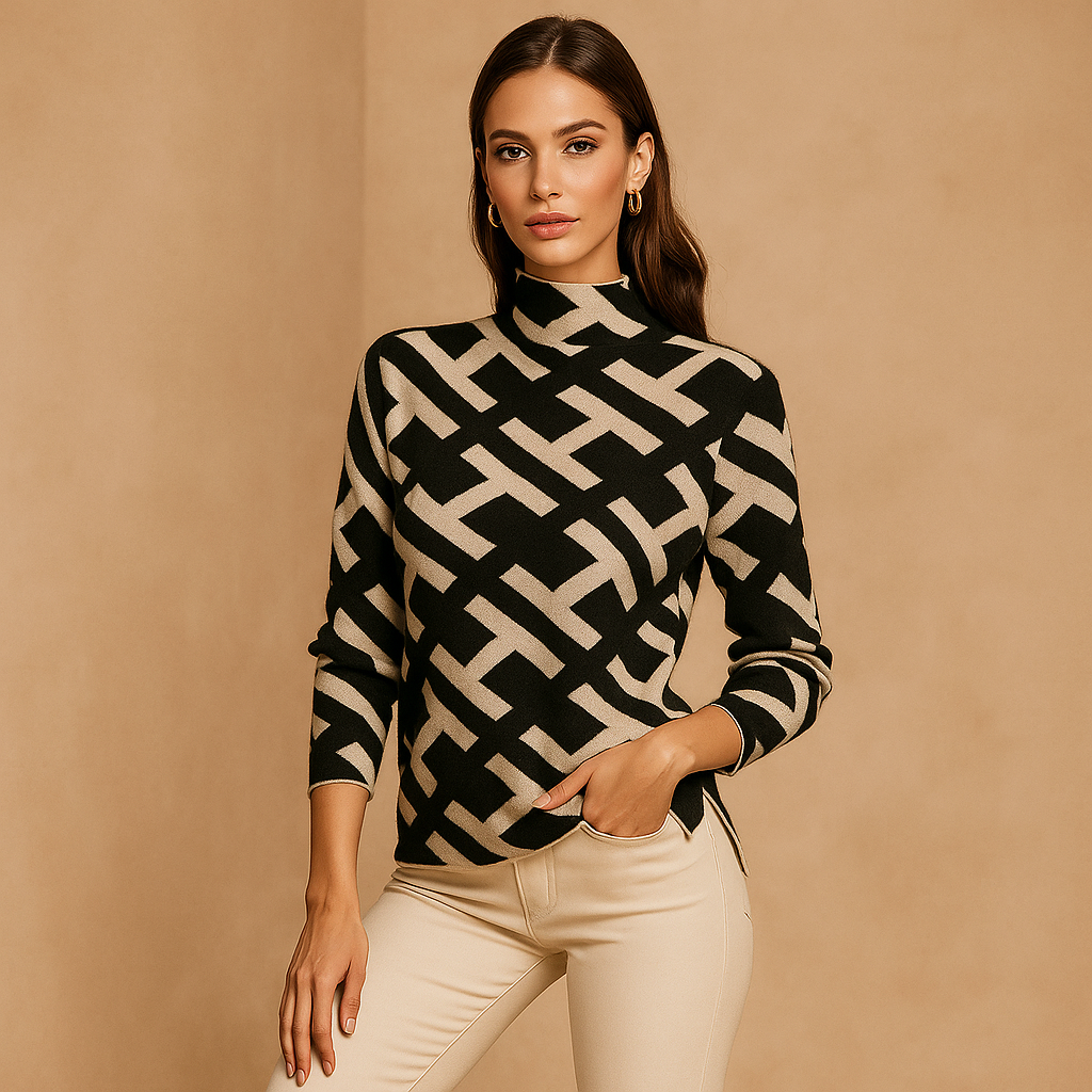 Pull à col roulé imprimé pour femme - Doriane