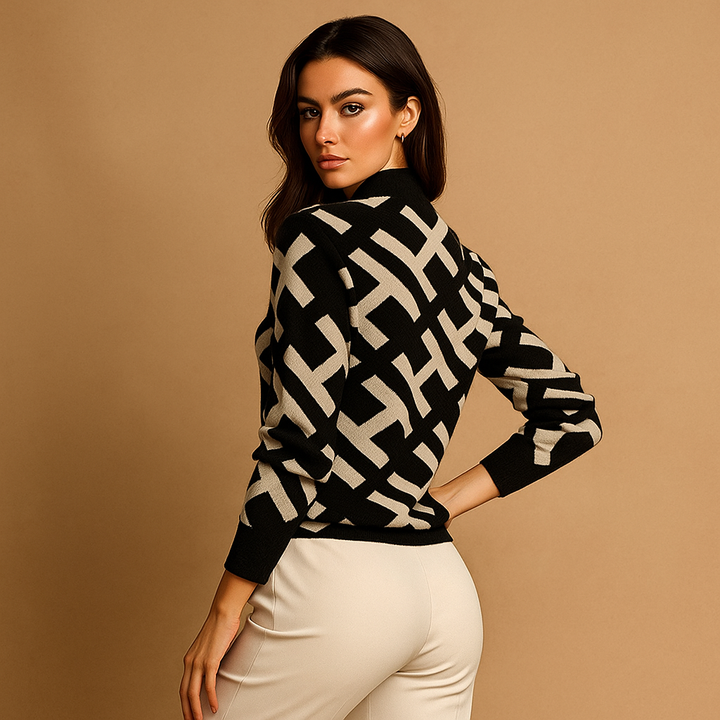 Pull à col roulé imprimé pour femme - Doriane