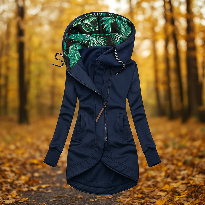 Veste longue à capuche imprimée avec design asymétrique - Ivanna