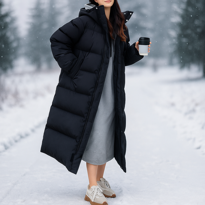 Manteau long d'hiver matelassé en blanc - Mirna