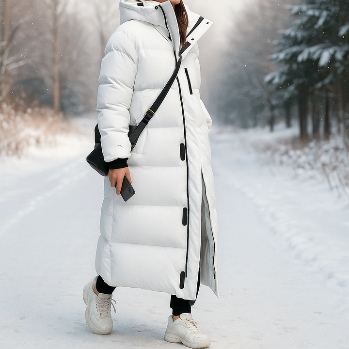 Manteau long d'hiver matelassé en blanc - Mirna