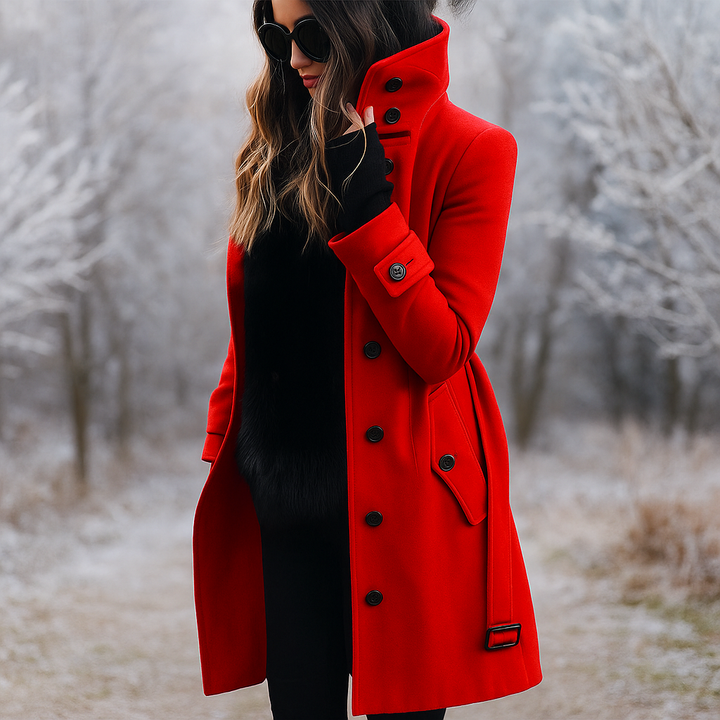 Manteau élégant à double boutonnage et col montant - Samira