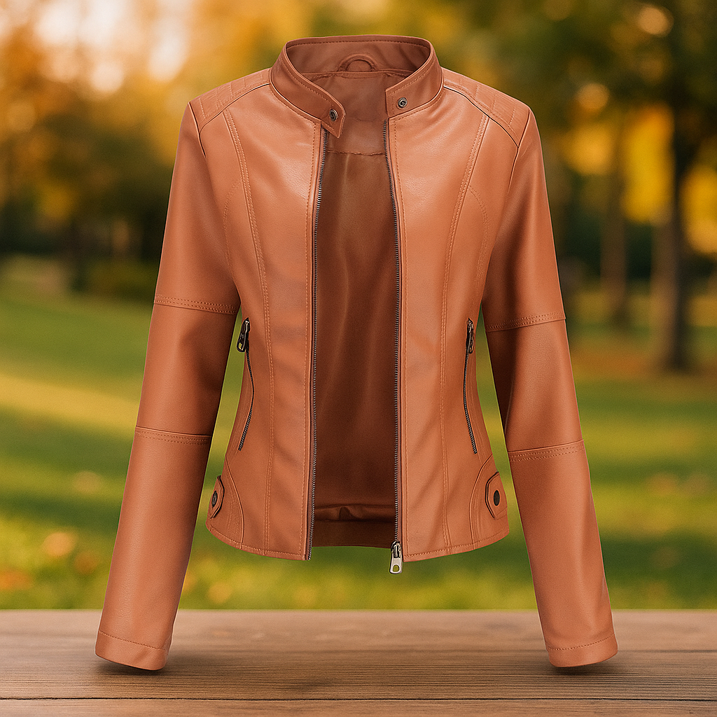 Veste en cuir style motard pour femme - Annelise