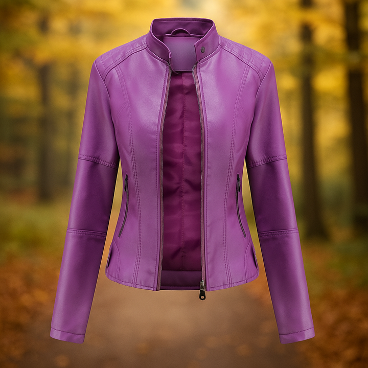 Veste en cuir style motard pour femme - Annelise