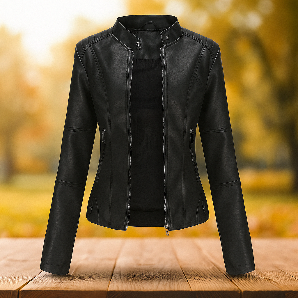 Veste en cuir style motard pour femme - Annelise