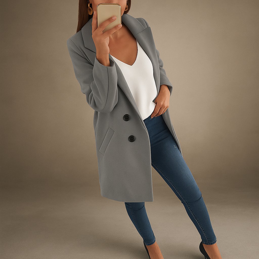 Manteau pour femme à revers de style moderne et élégant - Irina