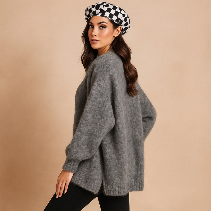 Cardigan femme en maille douce oversize à manches longues - Nadia