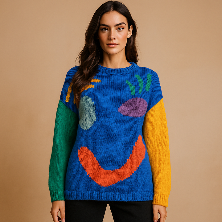 Pull tricoté pour femmes, design abstrait, style moderne - Valentina